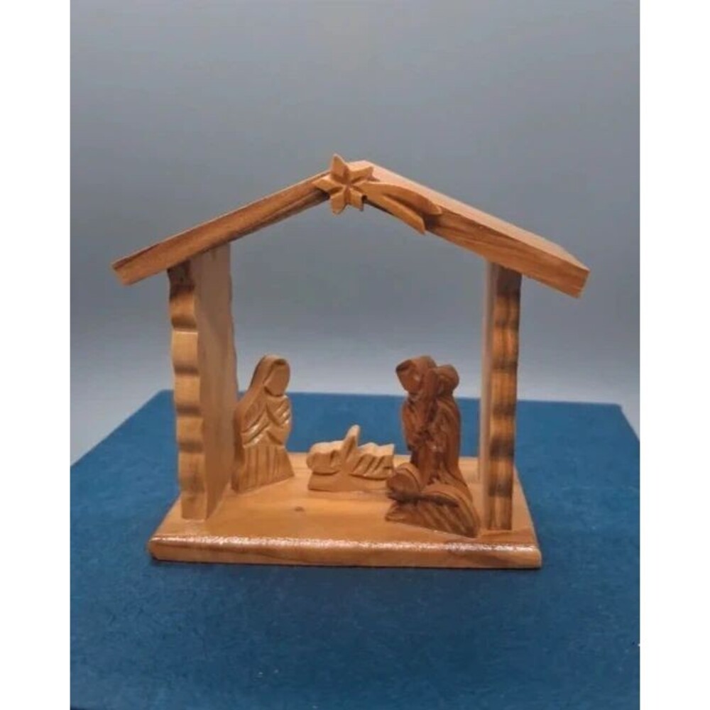 Hand Carved West Bank Nativity Scene Olive Wood.